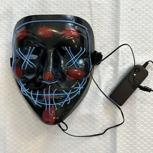 The Purge Halloween Light up adjustable Mask (Blue LED strip), padded forehead